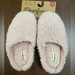 Dearfoams Soft Pink Memory Foam Fleece Slippers